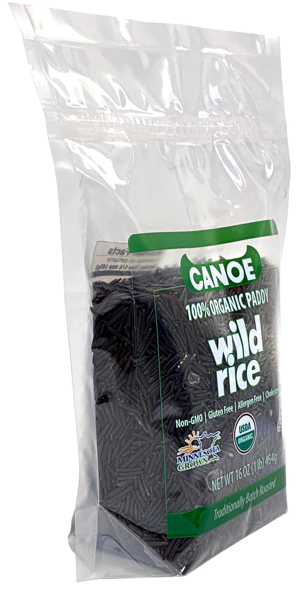 Canoe Wild Rice Minnesota harvest bag, premium organic packaging and quality.