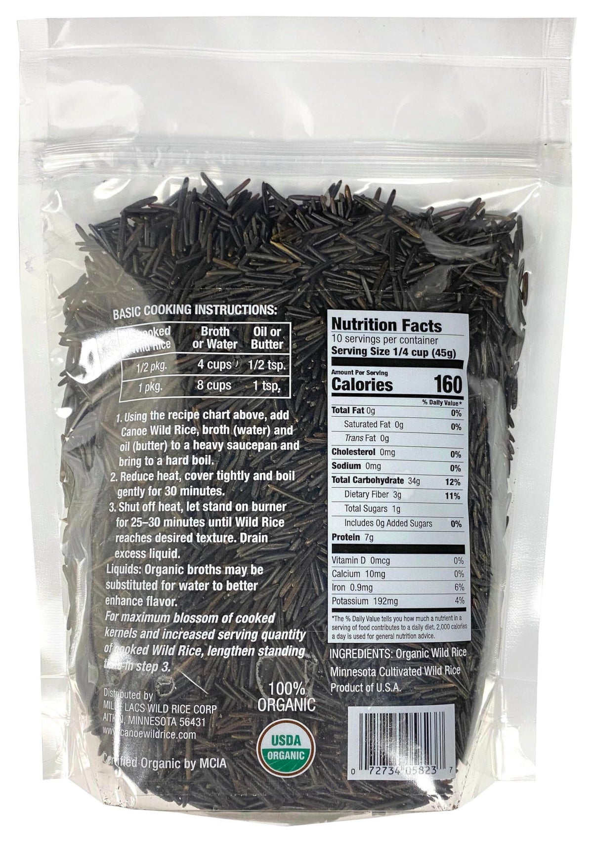 Canoe Wild Rice traditional roast close-up with deep color and smoky notes.