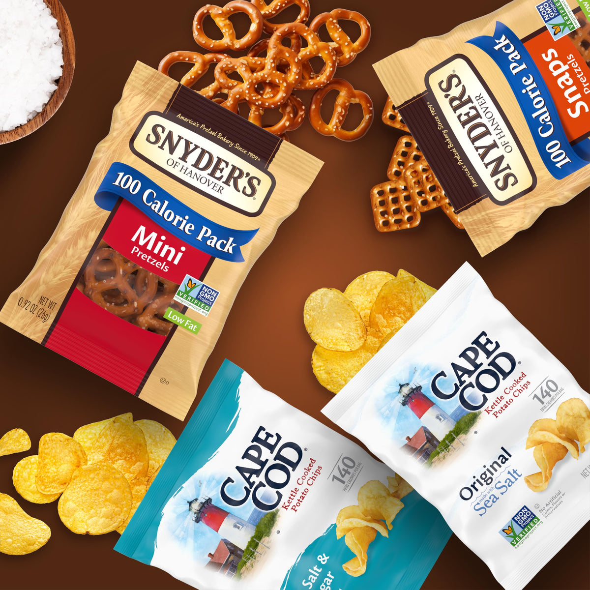 Cape Cod kettle chips in pack display, travel-ready snack option