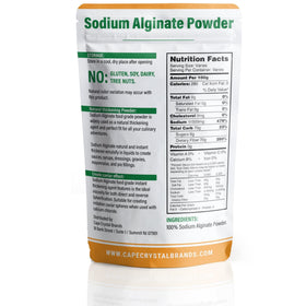 Cape Crystal Sodium Alginate powder scales illustrate precise measurement for consistent gel applications.