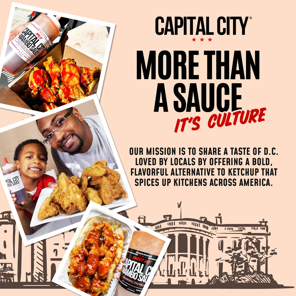 Capital City Mambo Sauce packaging-display — retail-ready bottle lineup