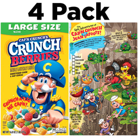 Cap'n Crunch Crunch Berries pouring milk image for breakfast.
