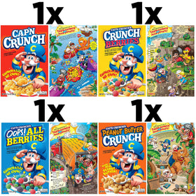 Cap'n Crunch Crunchberries 4-pack, berry-filled crunch for mornings.