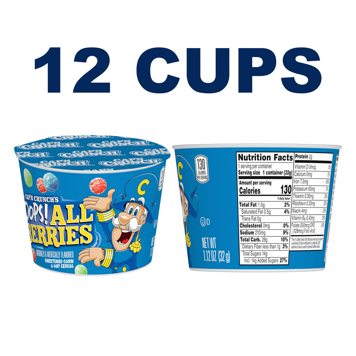 Cap'n Crunch OOPS All Berries cups back showing convenient single-serve packaging