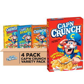 Cap'n Crunch Original 4-pack box, perfect for quick mornings.