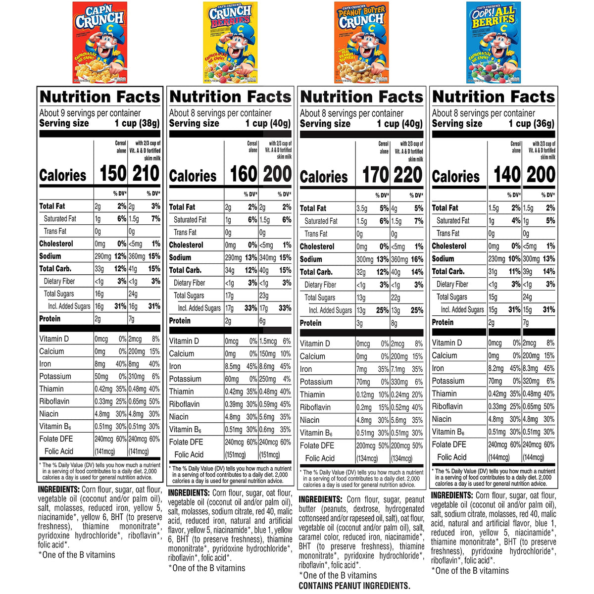 Cap'n Crunch variety-pack display with all four flavors.