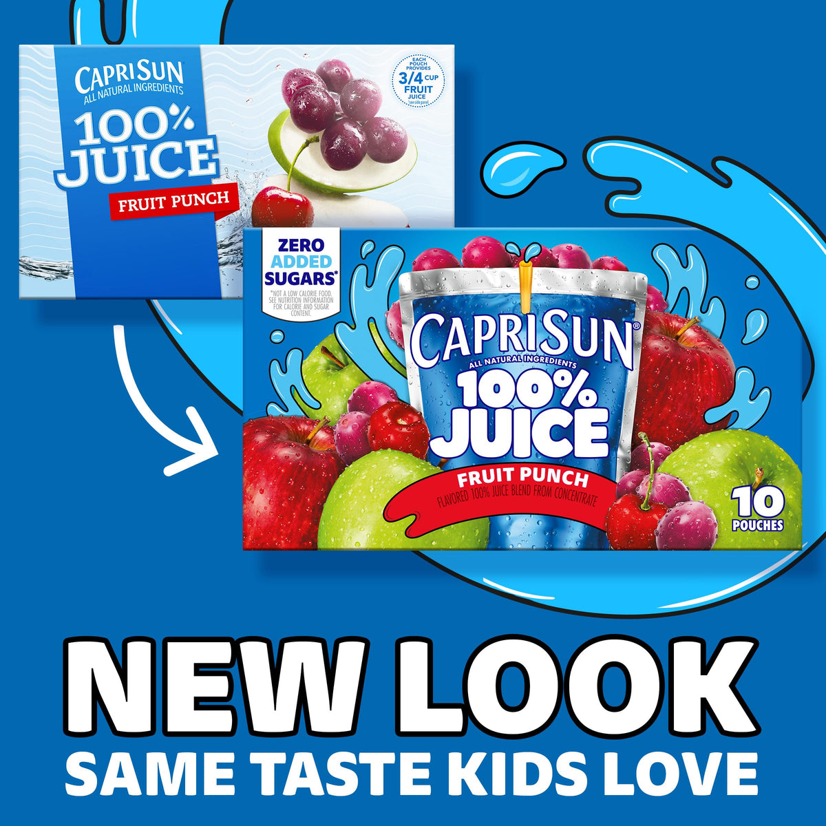 Capri Sun juice pouch close-up with vibrant fruit punch artwork