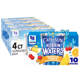 Capri Sun Roarin' Waters Tropical Punch pouch for on-the-go hydration.