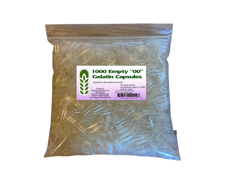 Capsule Connection 00-size capsules in a front view, ideal for bulk formulation