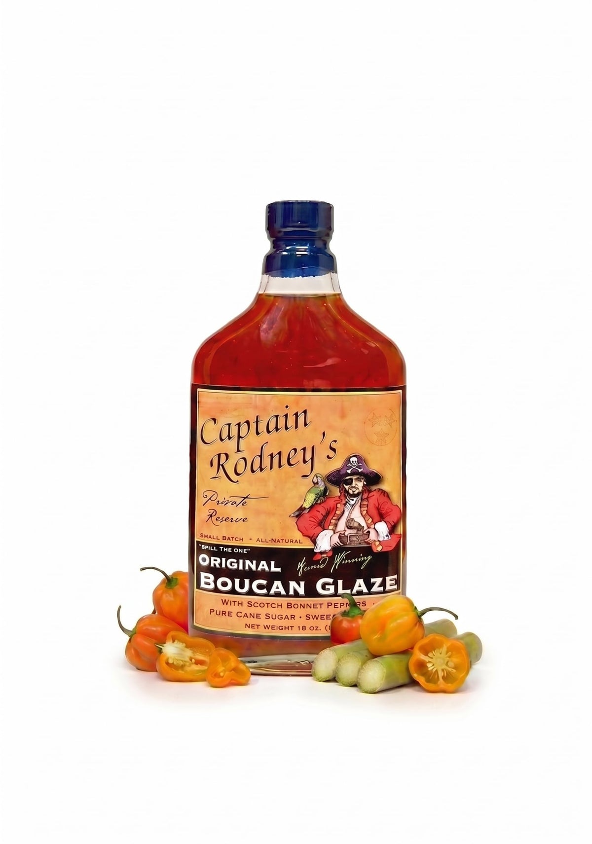 Captain Rodney's Boucan Pepper Glaze bottle pour for quick meat glazes