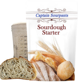 Captain Sourpants mature starter packaging enables authentic at-home sourdough bread.