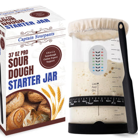Captain Sourpants Pro Sourdough Jar 37oz wide mouth for easy feeding and monitoring.