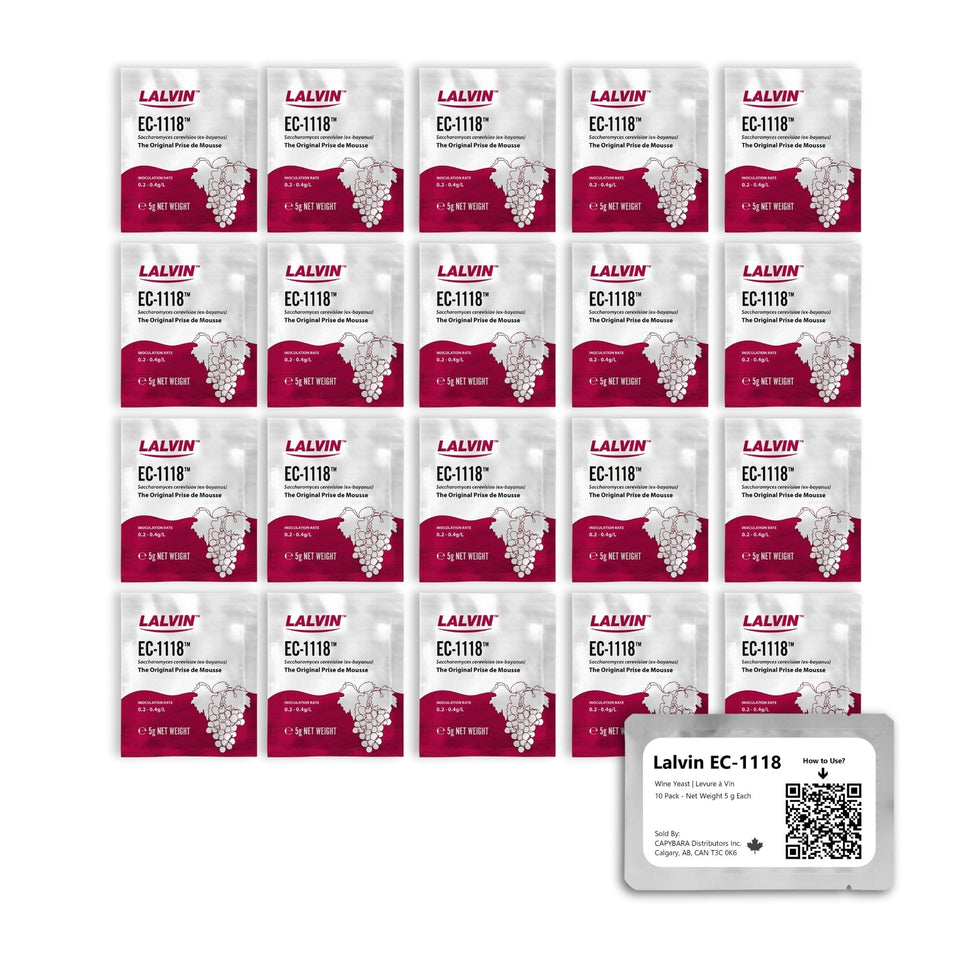 CAPYBARA Lalvin EC-1118 20-pack image, reliable base for sparkling fermentation.