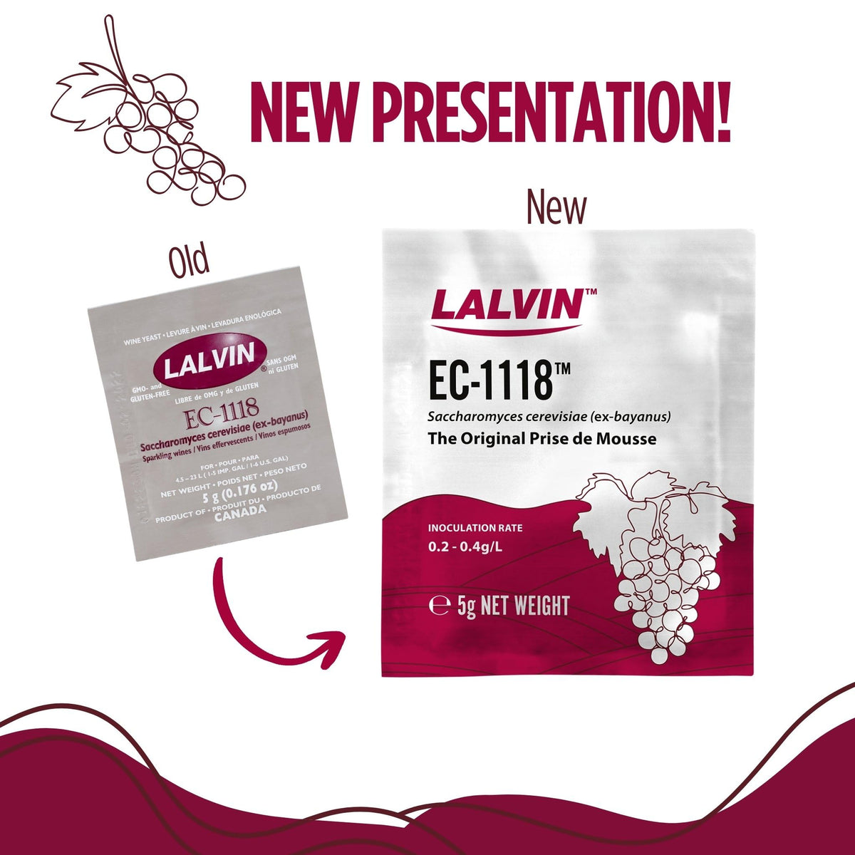 CAPYBARA Lalvin EC-1118 five-gram sachets image, ideal for controlled wine fermentations.