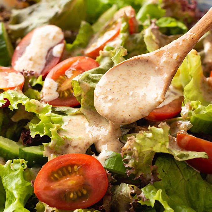 CARALARGA Golden Creamy Roasted Sesame Dressing with steamed vegetables