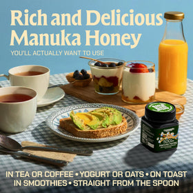 Caramanuka Manuka Honey MGO 500 ingredient list, showcasing pure honey.