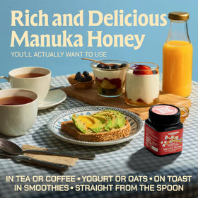 Caramanuka Manuka Honey from Australia emphasizes premium origin and care.