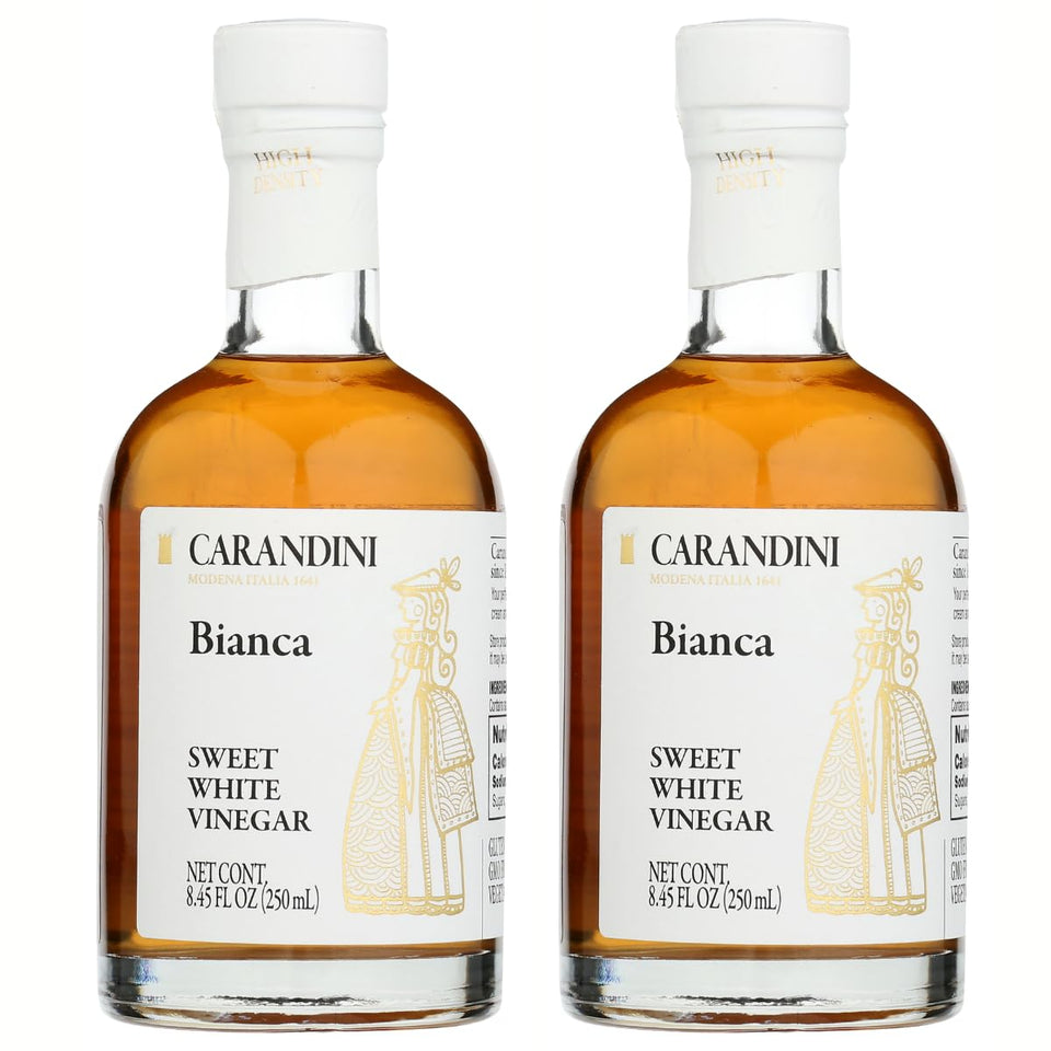Carandini Bianca Sweet White Vinegar bottle for dressings with delicate sweetness.