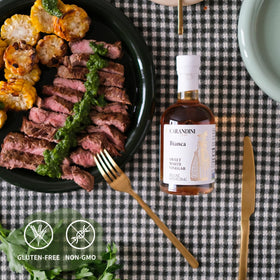 Carandini Bianca Sweet White Vinegar close-up reveals syrupy texture and balanced acidity.