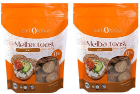 Carb-o-licious Low Carb Melba Toast 2-pack front view, keto-friendly snack option.