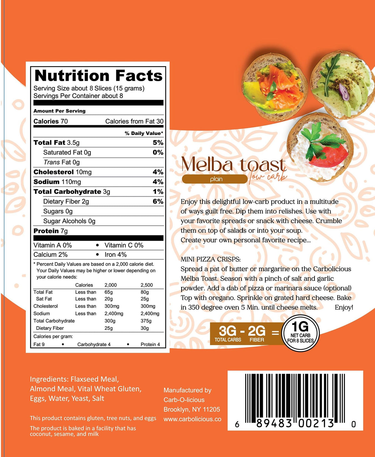 Carb-o-licious melba toast plain snacking setup, versatile low-carb companion.