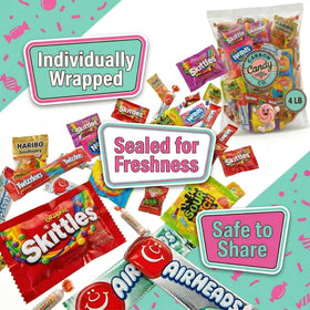 Candy buffet display featuring assorted wrapped sweets by Carbon Candy Co