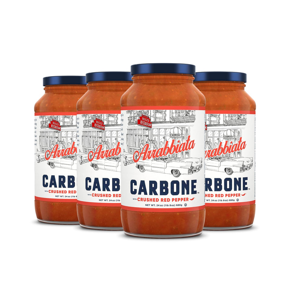 Carbone Arrabbiata sauce bottle pouring for weeknight meals