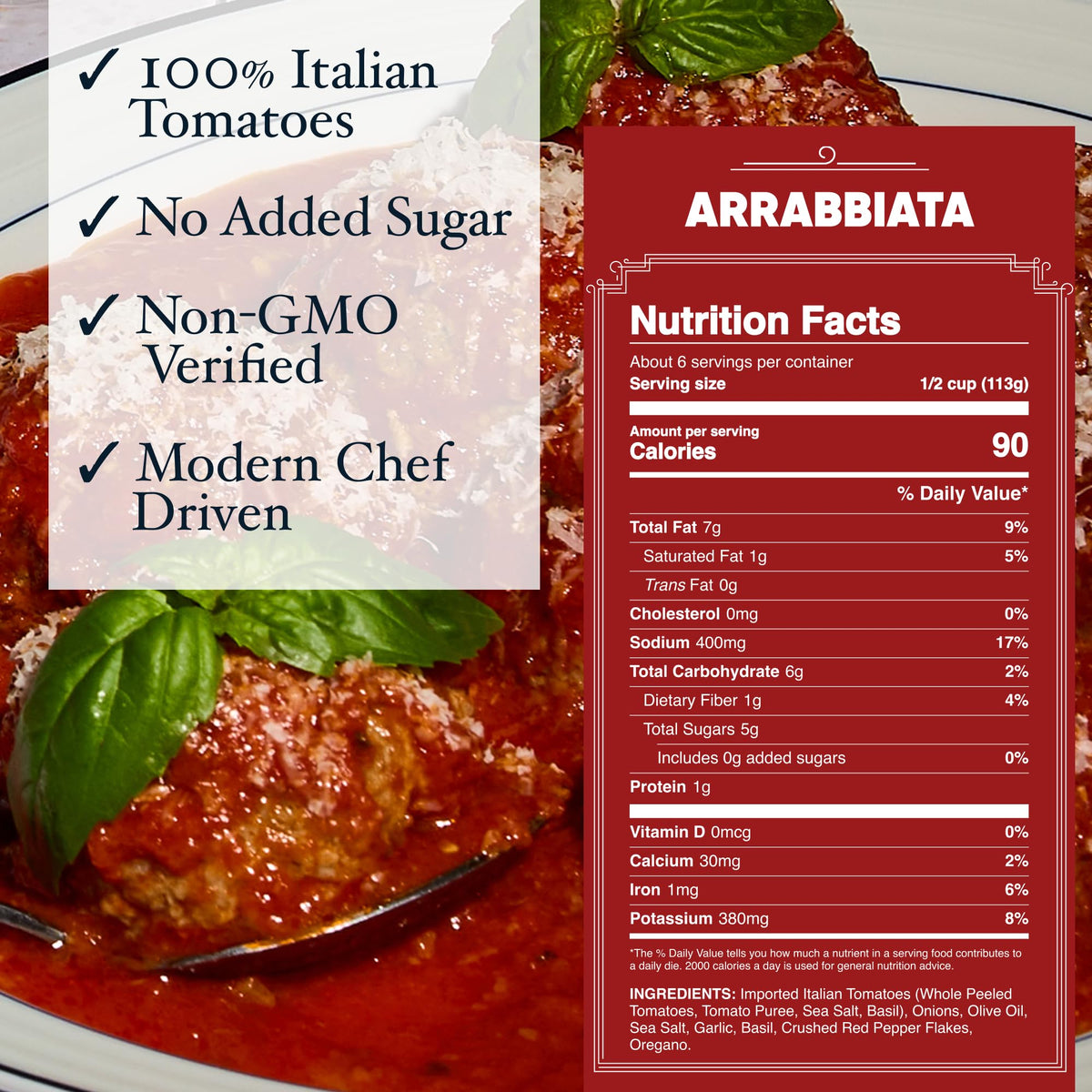 Close-up of Carbone Arrabbiata with ripe tomatoes and natural ingredients