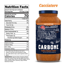 Carbone simmer sauce over pasta with glossy, slow-simmered texture.