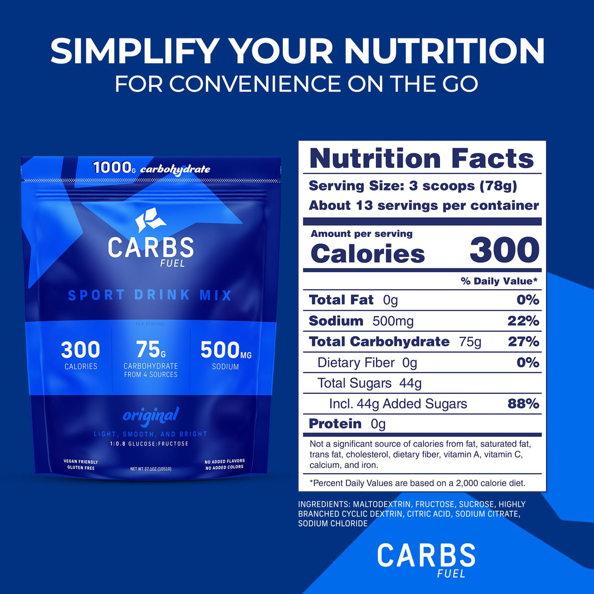Carbs Fuel Original packaging side view on store shelf