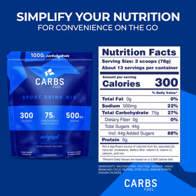 Carbs Fuel Original packaging side view on store shelf