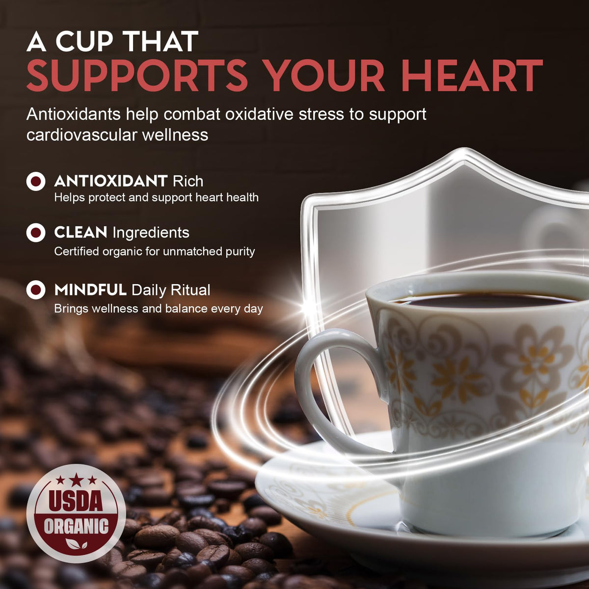 Cardiology Coffee dark roast full-bodied aroma with bold finish.