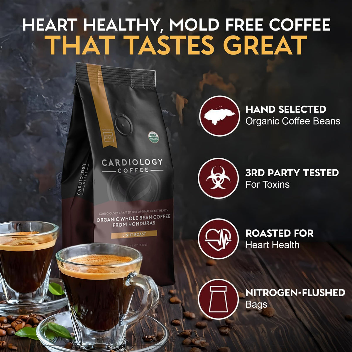 Cardiology Coffee morning routine shot suggests a calm, heart-conscious start