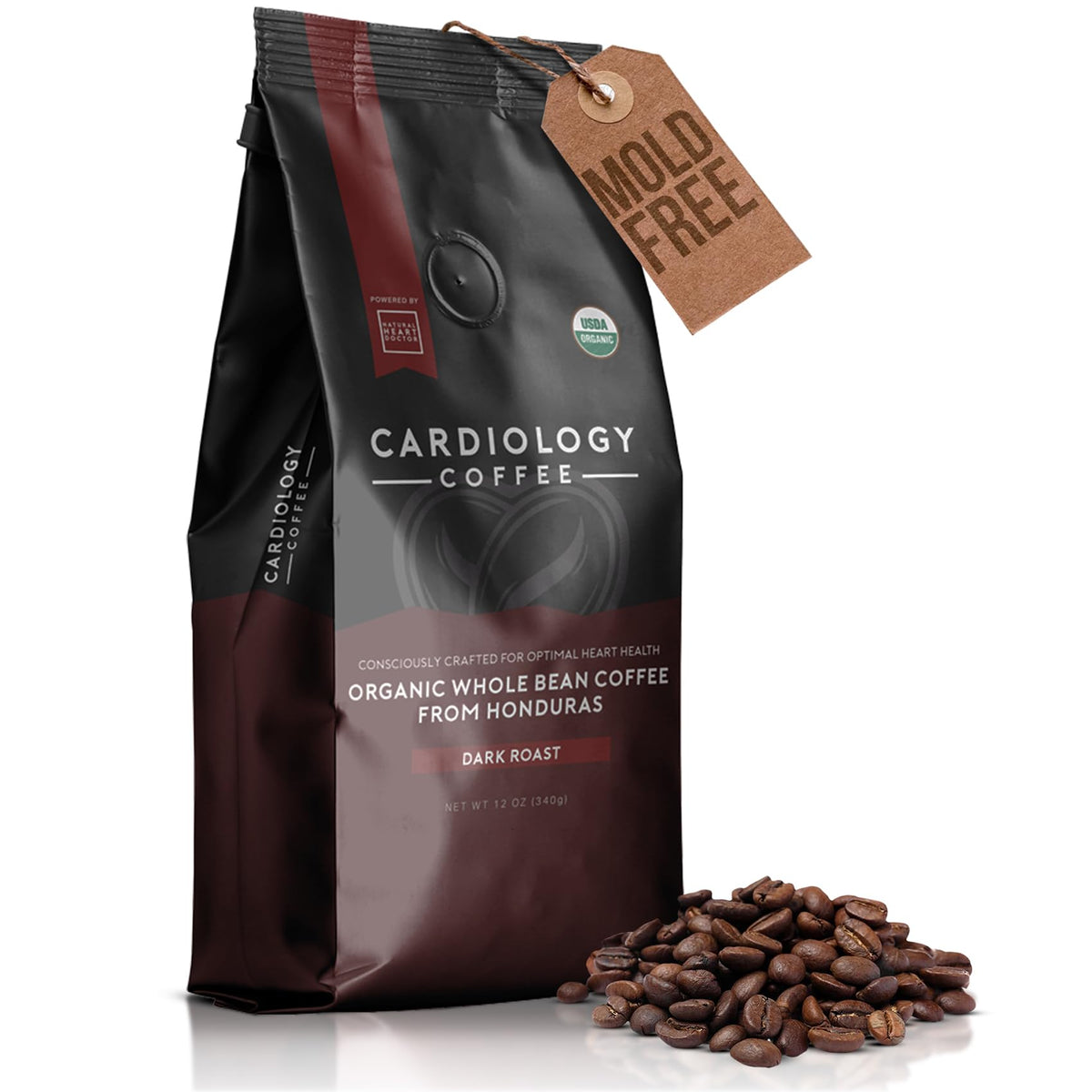 Cardiology Coffee organic mold-free whole bean with rich aroma for a smooth start.