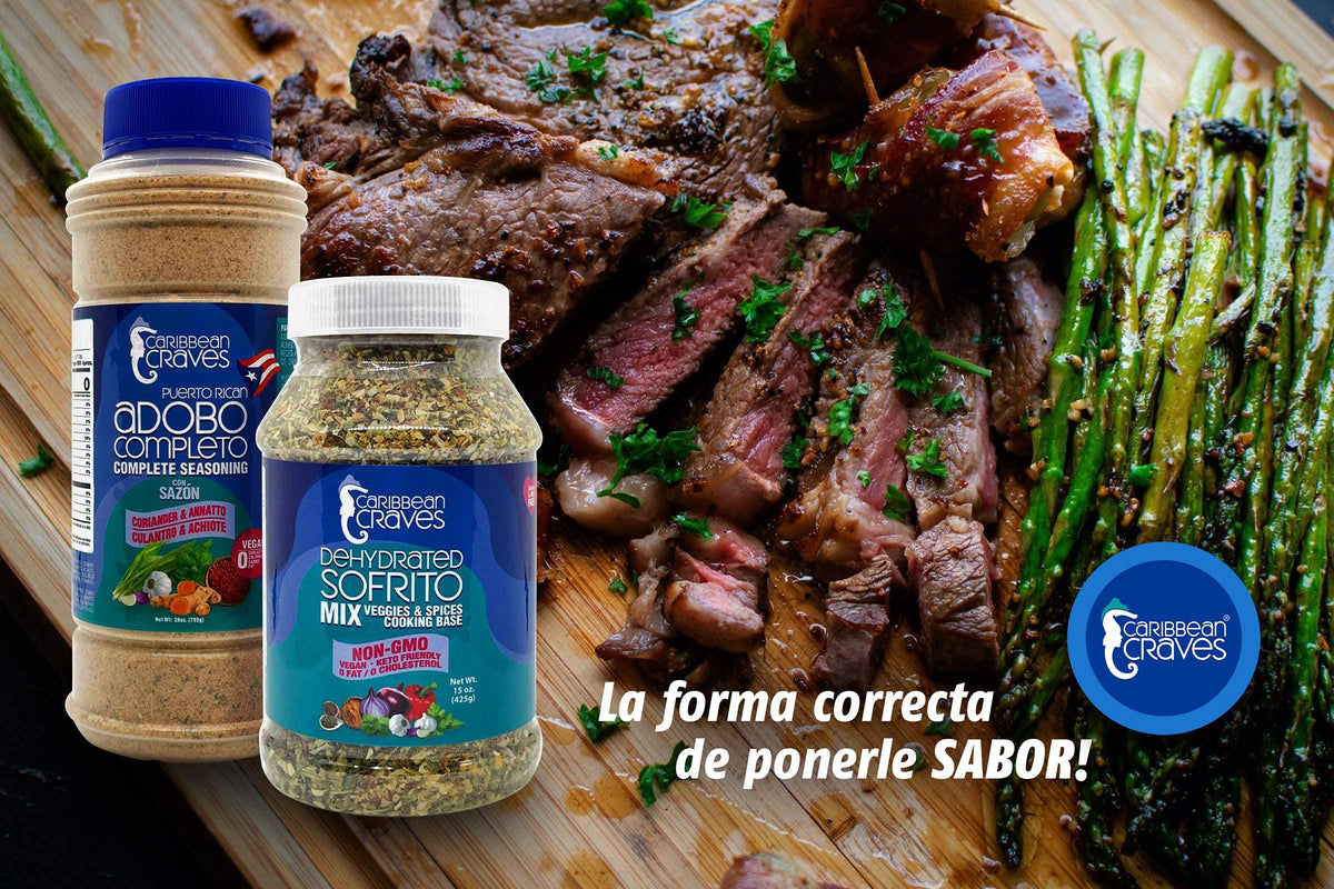 Caribbean Craves dehydrated sofrito mix jar with no artificial coloring.
