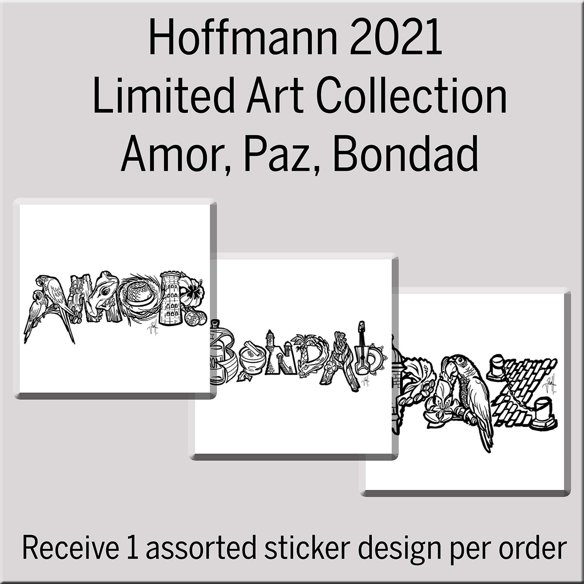 Puerto Rican themed stickers by Jose Hoffman on Dulzura Borincana packaging