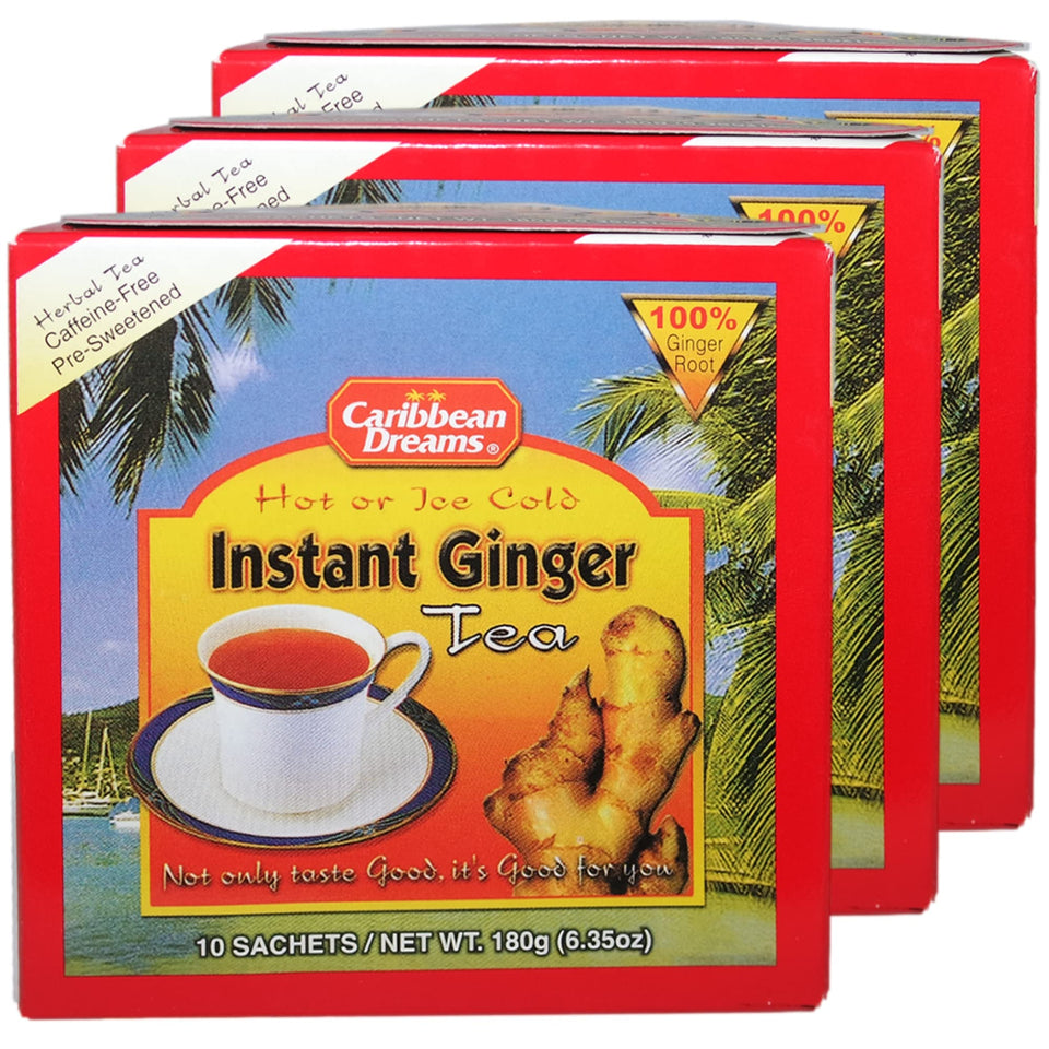 Caribbean Dreams ginger tea sachets in a three-box set offering warming comfort