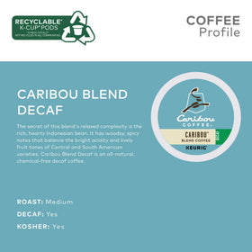 Caribou Coffee 96-count pack-4 decaf boxes ready for daily use.