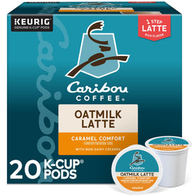 Caribou Coffee Caramel Comfort Oatmilk Latte pod ready for quick at-home brewing.