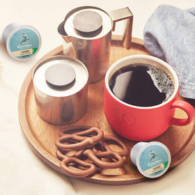 Caribou Coffee caramel sweetness from Central American beans enhances flavor.