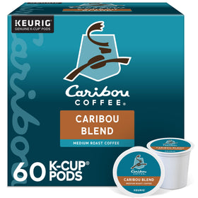 Caribou Blend K-Cup pod with bold, smooth medium roast aroma