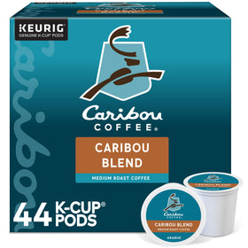 Caribou Coffee Caribou Blend K-Cup pod closeup for quick, flavorful mornings.