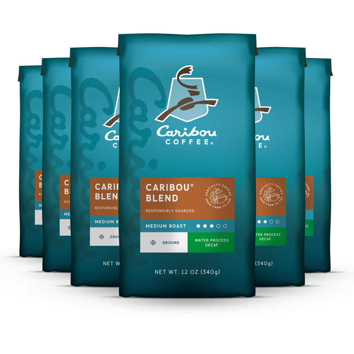 Caribou Blend decaf ground coffee bags for home brewing convenience