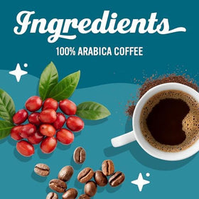 Caribou Coffee Caribou Blend packaging highlights sustainable sourcing