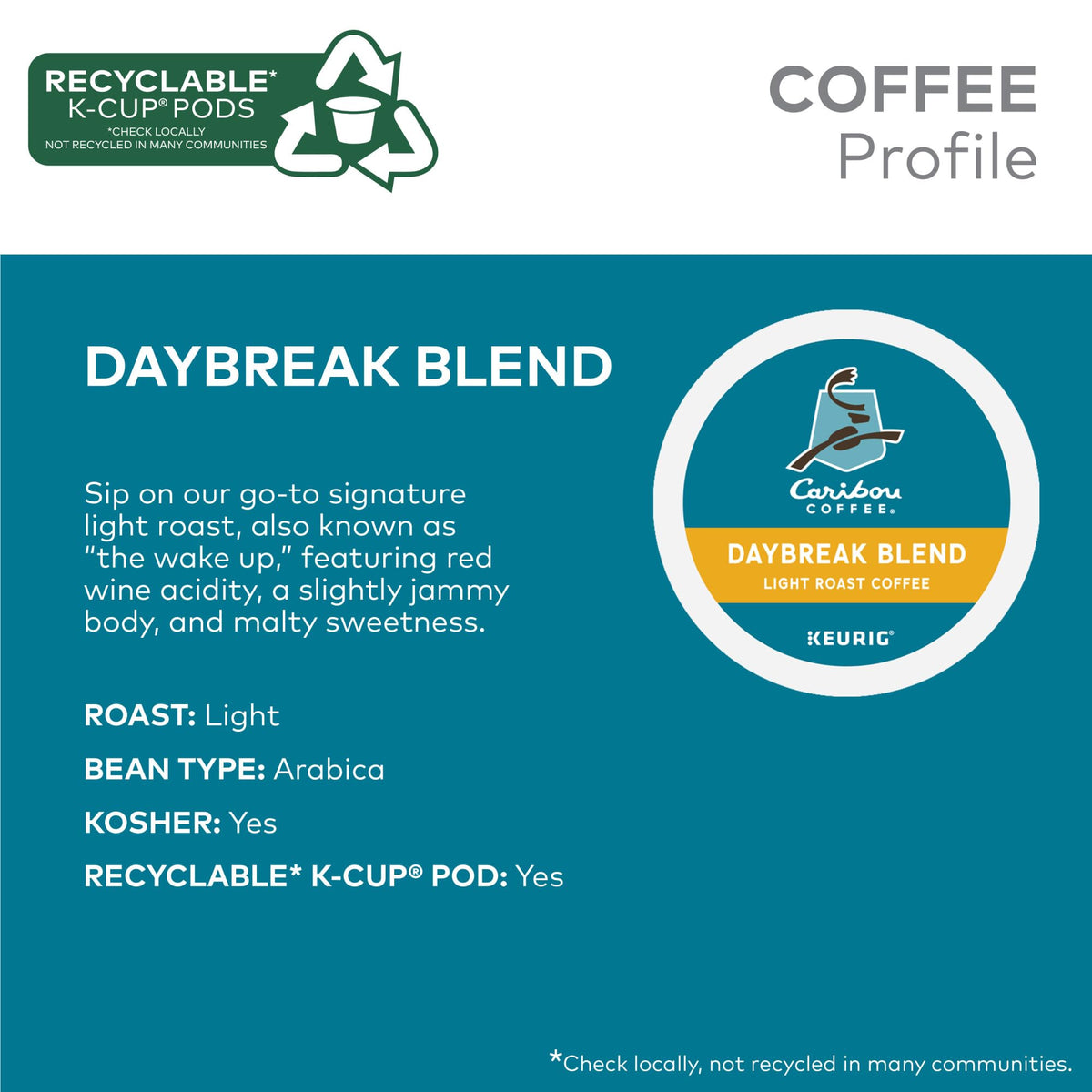 Steam rises from a Caribou Coffee Daybreak Blend cup with floral notes