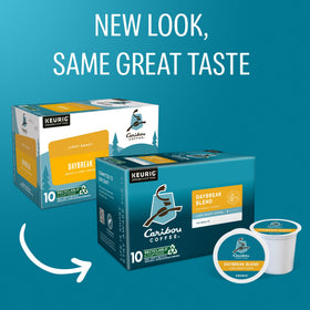 Caribou Coffee Daybreak Blend K-Cup close-up reveals a light roast with lively aroma