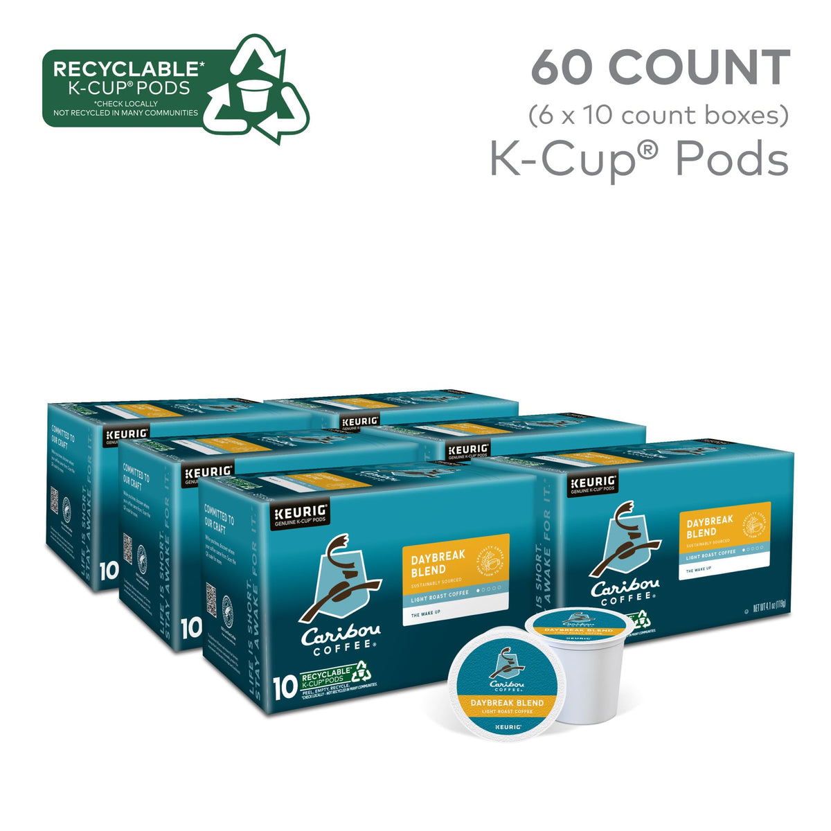 Caribou Coffee Daybreak Blend Keurig brew-ready K-Cups speeding your morning