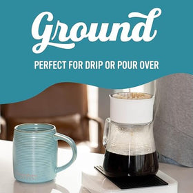 Close-up of decaf coffee beans from Caribou Blend for a smooth cup