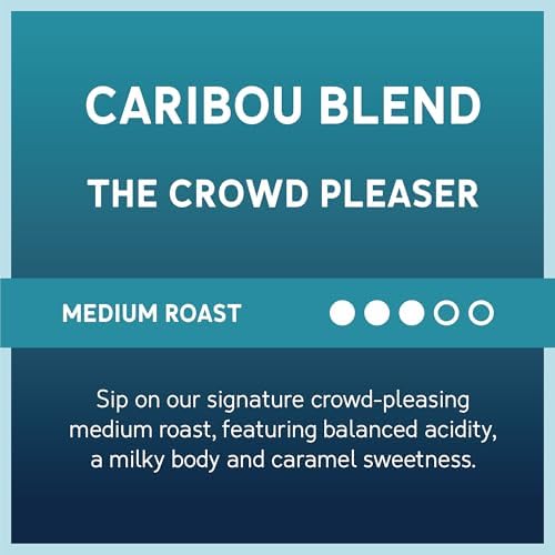 Measuring scoop with Caribou Blend decaf ground coffee for precise brews