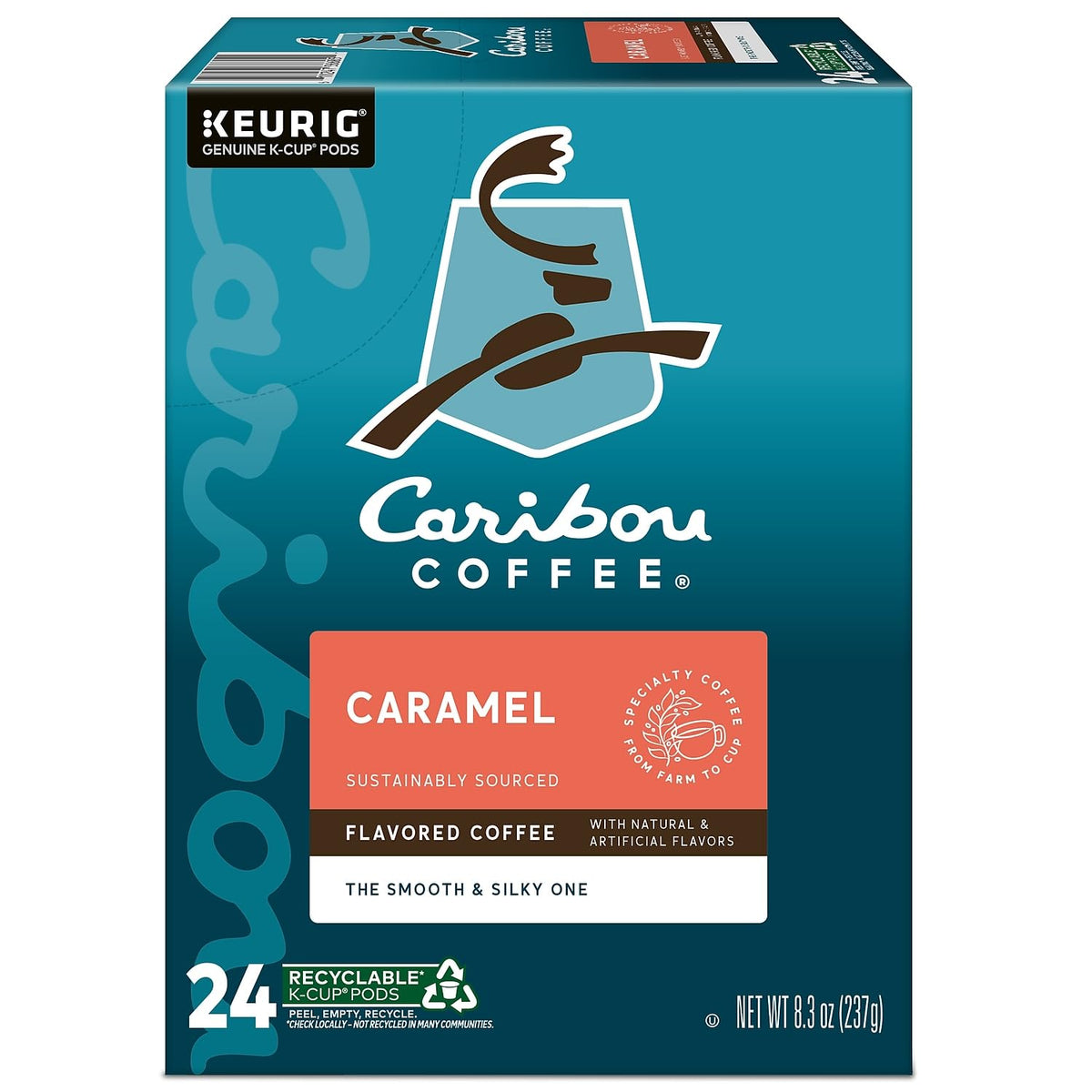 Caribou Hideaway caramel label art adds premium appeal to pantry.